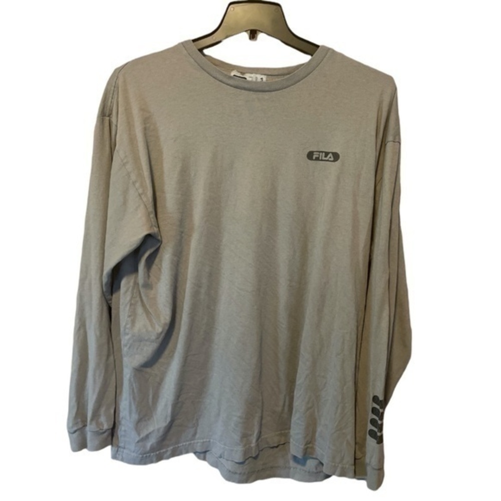 Fila Mens Long Sleeve T-Shirt Grey Round Neck Cotton Size XL